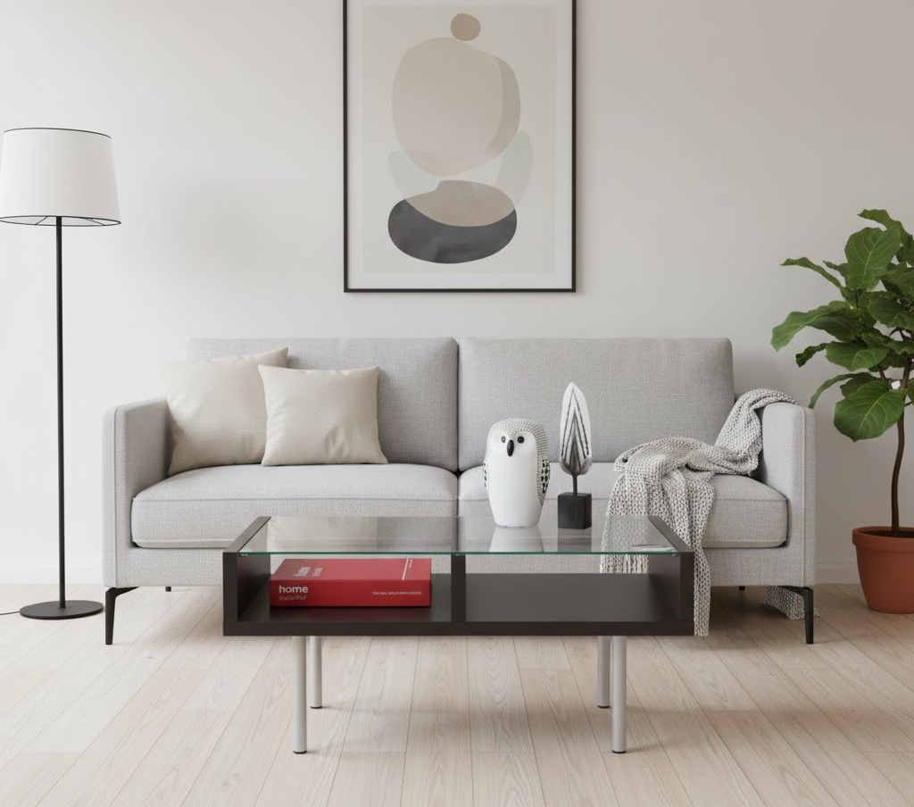 โต๊ะกลางท็อปกระจก Duo/P