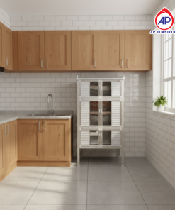 ตู้กับข้าว 2.5' สูง 6 ประตู มิเนียมขาว ZPK-7563