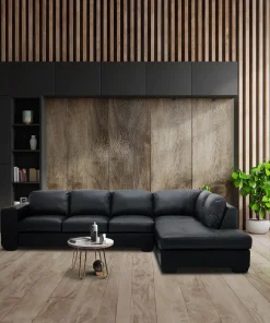 โซฟาเข้ามุม ซ้าย - ขวา รุ่น TIMMER PVC สีดำ