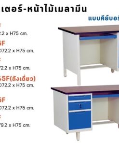 โต๊ะทำงาน/โต๊ะคอมพิวเตอร์ แบบเหล็ก ท็อปไม้เมลามีน